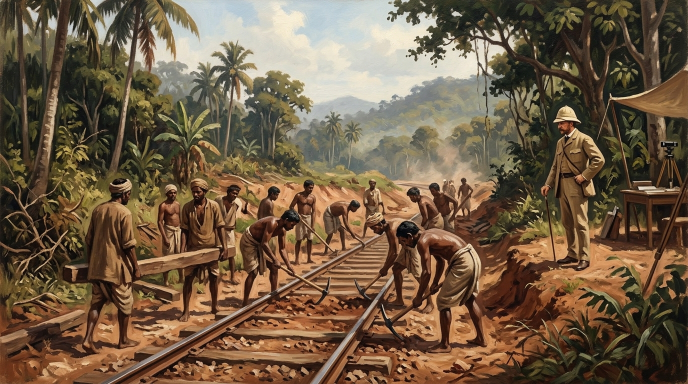 Colonial-era railway construction in a tropical landscape, the power imbalance of imposed infrastructure